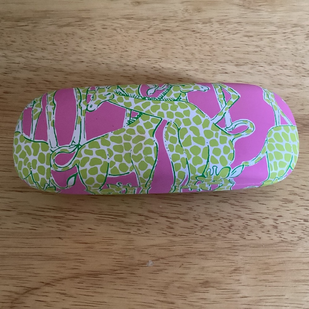 Lilly Pulitzer Glasses Hard Case Green/Pink Giraffe Print
